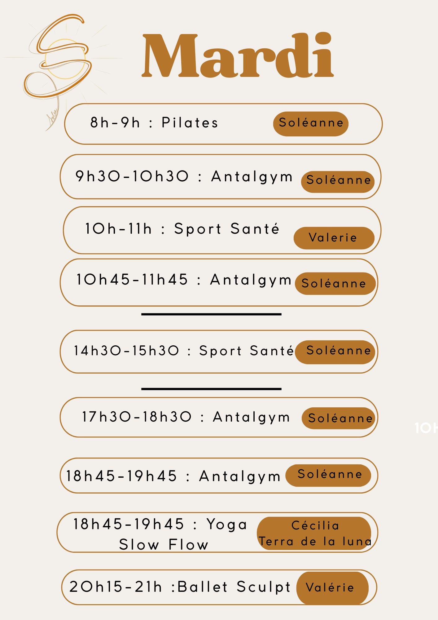 a.2 Planning Activité Sportive : Mardi